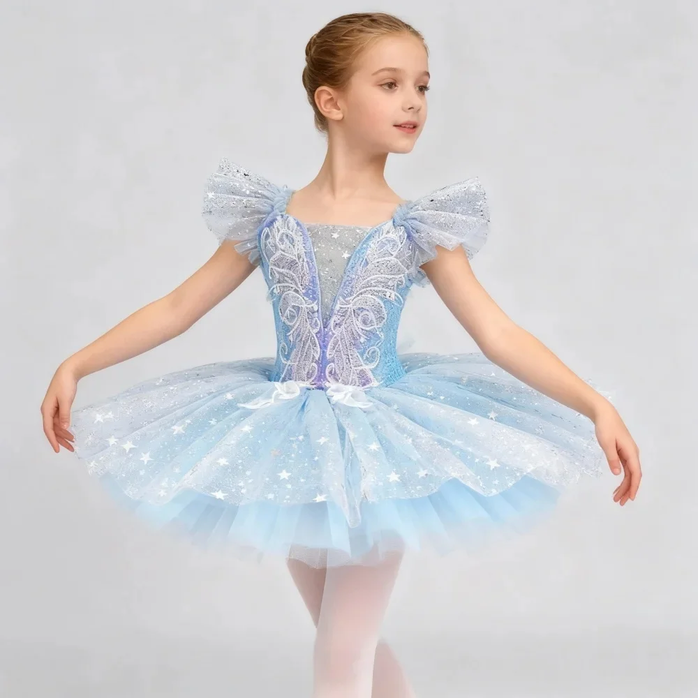

Балетное платье с пайетками для детей, серебристое, для выступлений, современные танцевальные юбки для девочек, детское балетное туту, праздничное платье принцессы, костюмы