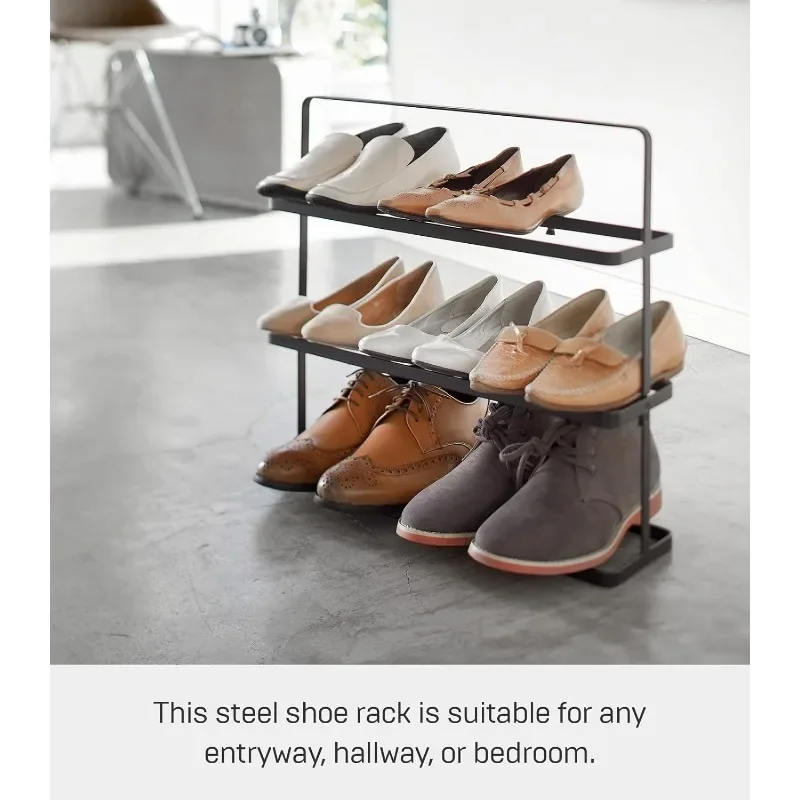 Yamazaki Home Compact Modern Metal Shoe Rack Steel Short Features Clean Lines and Modern Designs Available