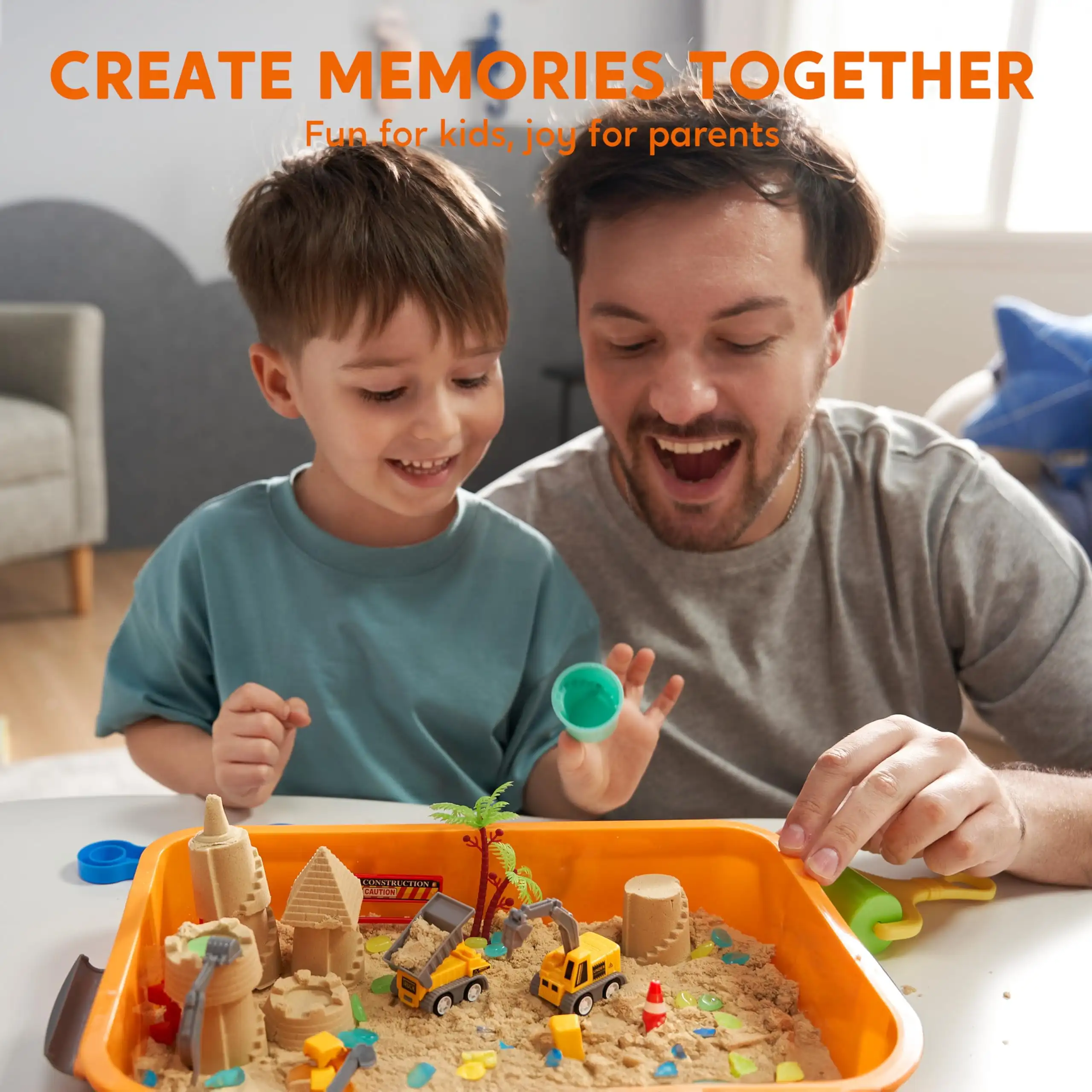 JOYFY صندوق الرمل الحسي للبناء مع غطاء مجموعة بناء القلعة أنشطة التعلم لمرحلة ما قبل المدرسة للأولاد والبنات من سن 3 سنوات فما فوق #6