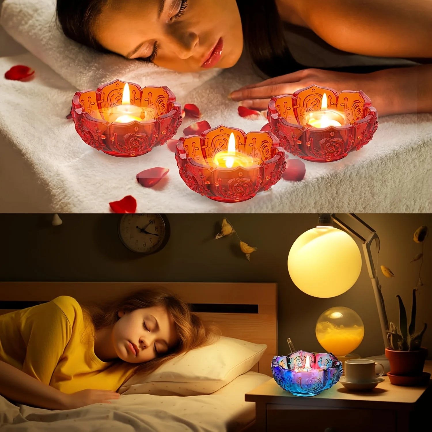 قطعة واحدة - قالب شمعدان من راتينج مصباح شاي اللوتس من السيليكون، مناسب لرفوف المجوهرات التي تصنعها بنفسك، وحاويات الإكسسوارات، وديكور المنزل #4