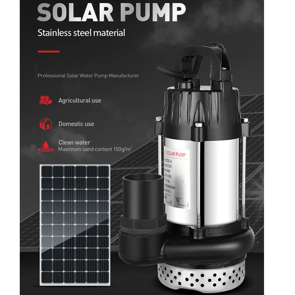 Imagem -02 - Bomba de Água Submersível Solar para Agricultura Taxa de Fluxo Solar dc 24v 2in 400w dc 24v 48tons Head Lift 1015m