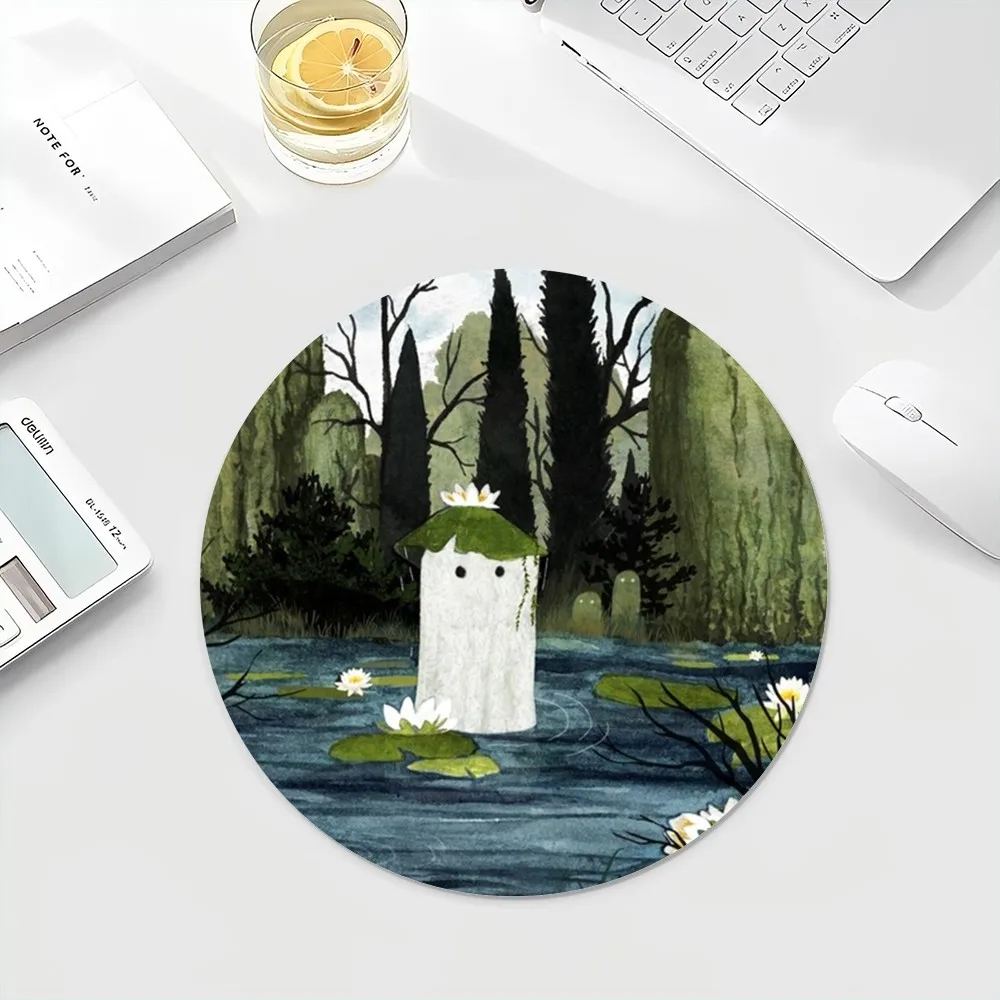 Ghost Mousepad INS Tide Round Keyboard Mat Table Mat Students Cabinet Gamer Desktop Mousepad Cup Mats Deskpad Home Decor