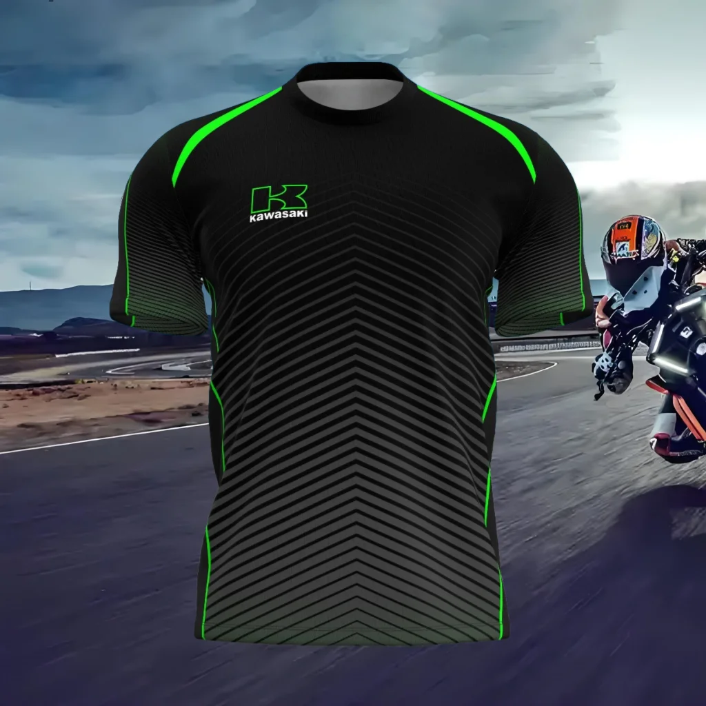 

25 Summer Men's Simple Casual Kawasaki T-Shirt Round Neck Short Sleeves Breathable Quick-Drying Comfortable Outdoor Sports Top