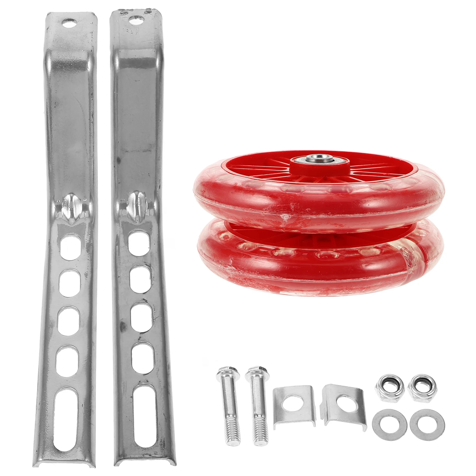 Training Wheels Auxiliary Bracket Adjustable Red Aluminum Stabilisers for Kids Bikes Flashing Safe Universal