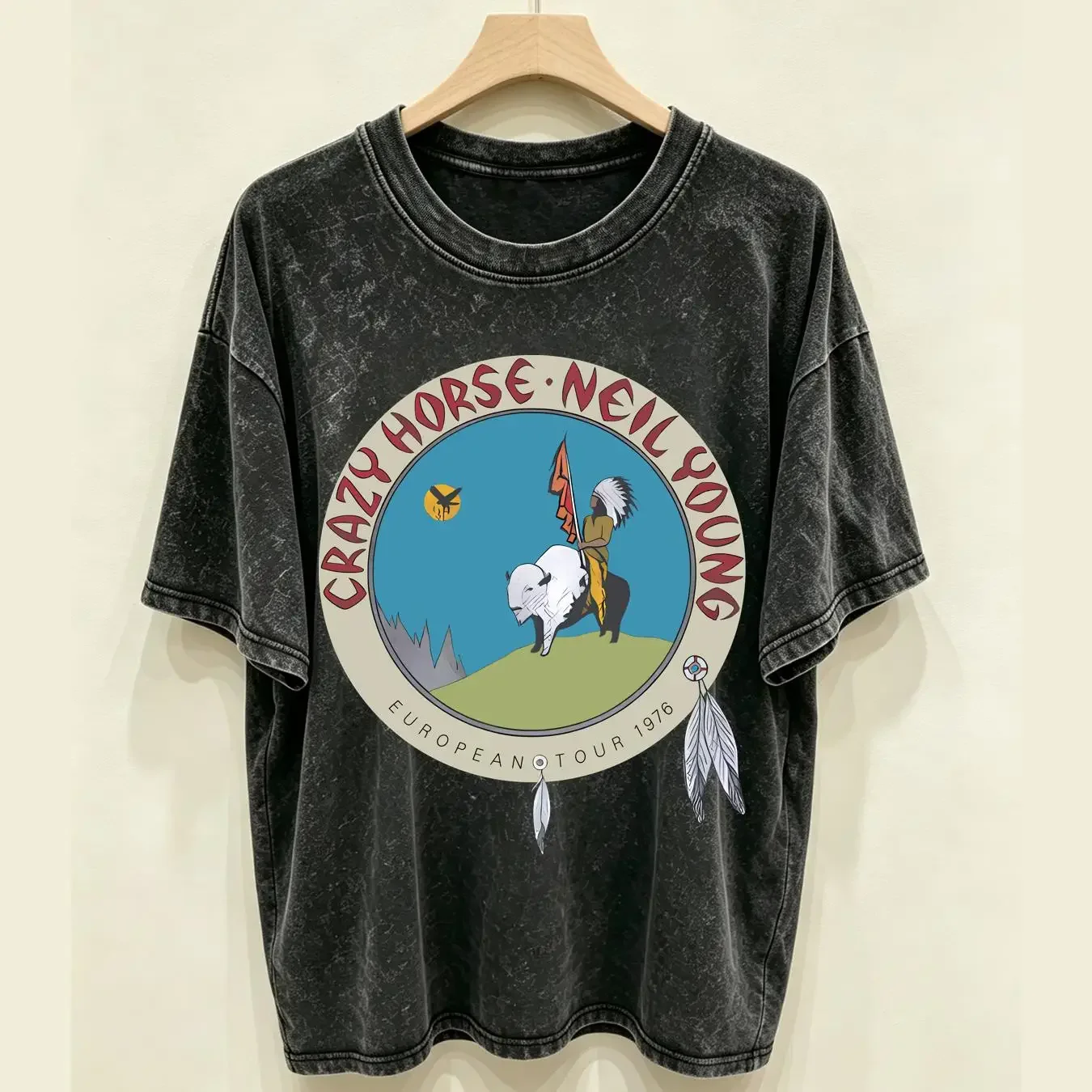 washed T Shirt Neil Young art gift singed mother new vintage Washed Top For Everyday Wear Stretched Casual Stylish Slightly