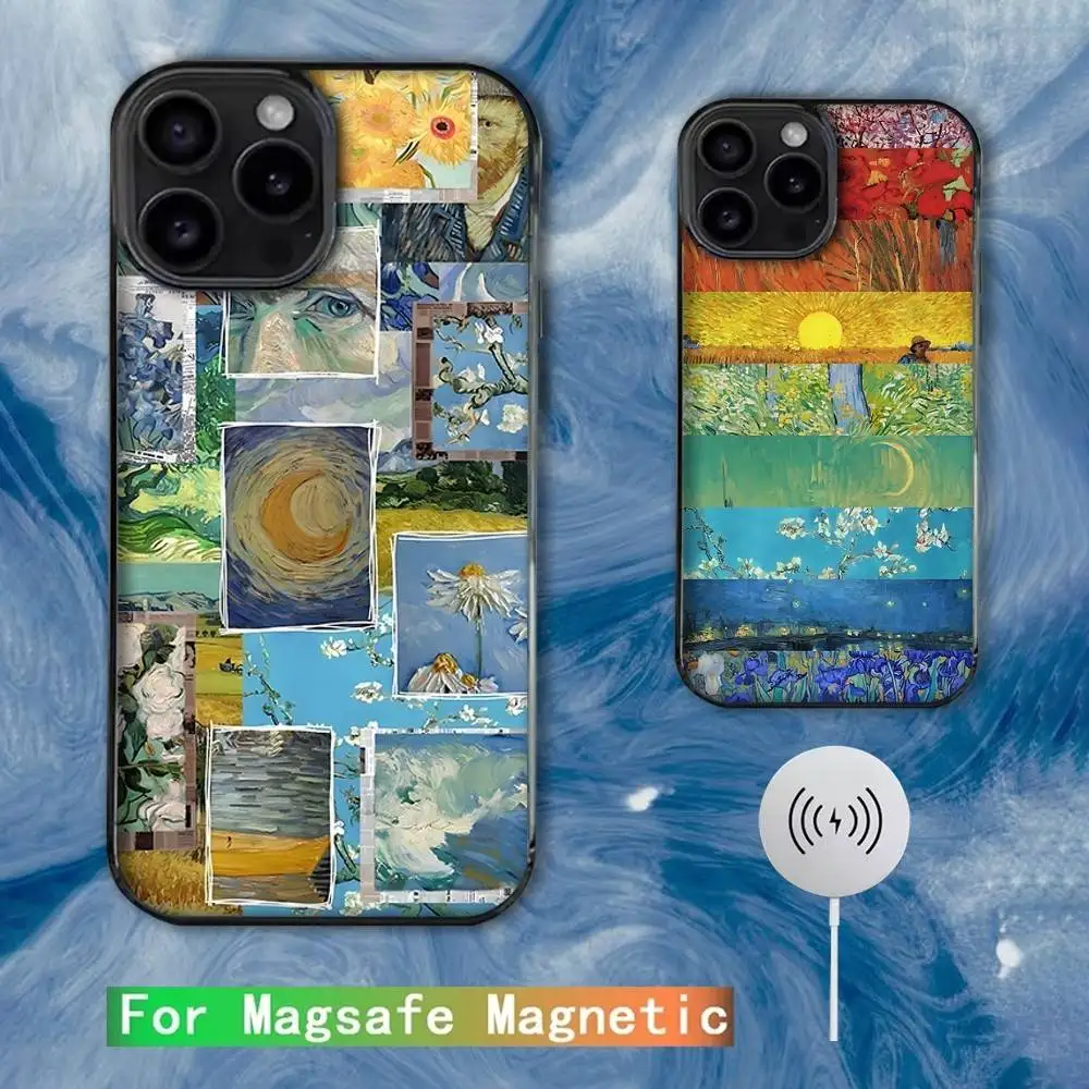 

V-Van Gogh Art Phone Case For iPhone 16e,16,15,14,13,12,11,Plus,Pro,Max,Mini Magsafe Magnetic Wireless Charging