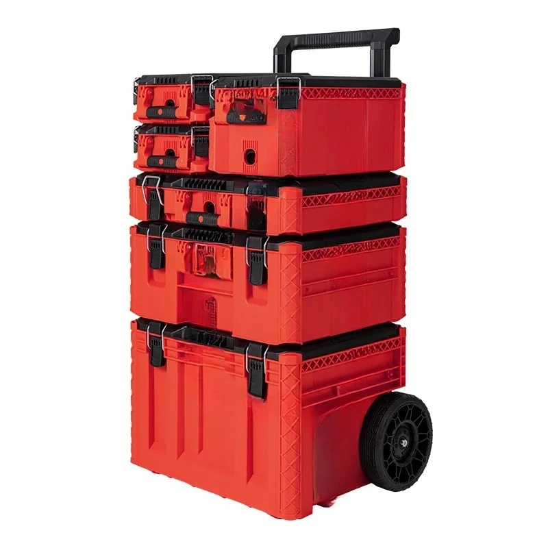 Tool Stackable Case Heavy Duty Portable Metal Tool Chest Lockable Rolling Toolbox Large Capacity Mechanic Storage Organizer