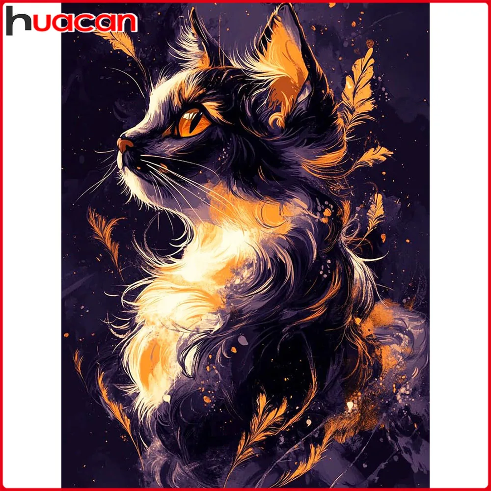 Huacan Vollquadrat-Rundbohrer Diamantmalerei Katze Diamant-Mosaik Tier-Set Heimdekoration