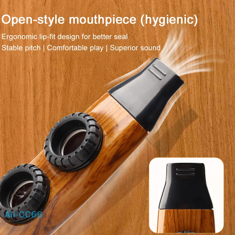 【C】آلة موسيقية كازو ذات فتحة مزدوجة، خفيفة الوزن ومتينة بتصميم الحبوب لممارسة كازو لمرافقة القيثارة #2