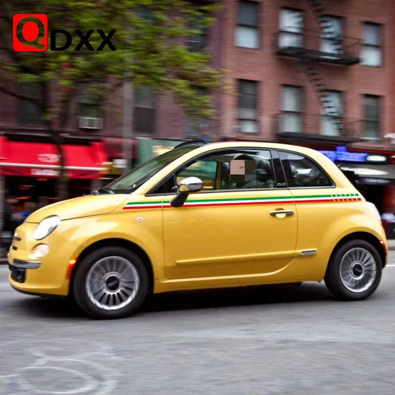 

Для Fiat 500, итальянский флаг, полосы, автомобильные наклейки на талию, авто, дверь, боковые виниловые наклейки, гоночные спортивные аксессуары для стайлинга