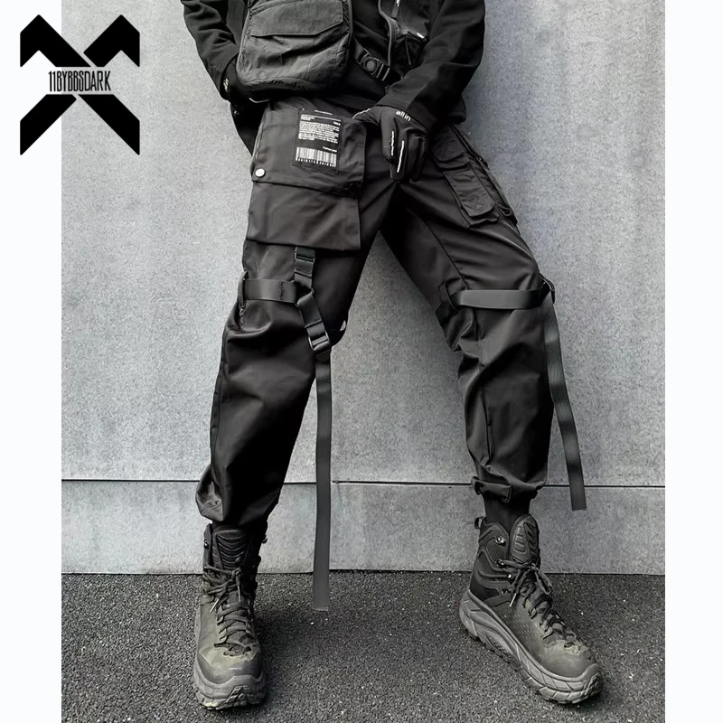 Tactical Functional Cargo Pants Joggers Men Black Elastic Waist Trousers Hip Hop Streetwear Multi-pocket Pants Techwear