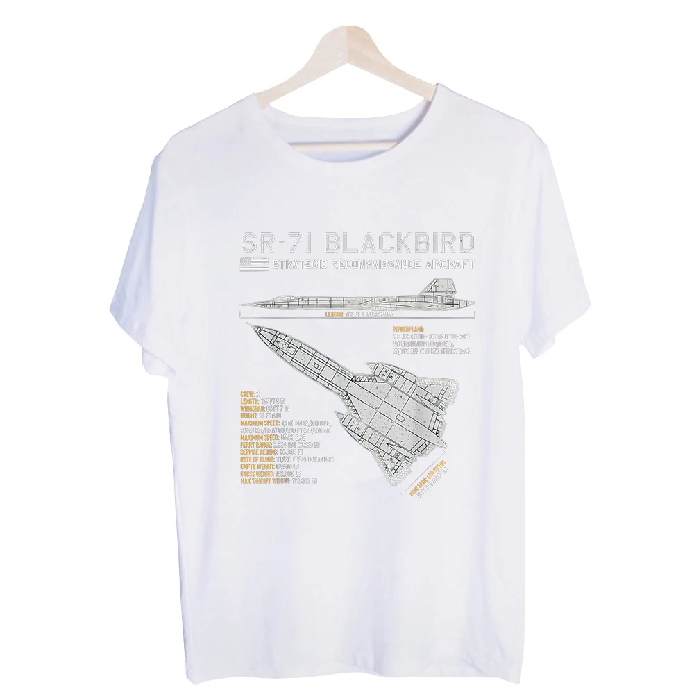 Men's Aircraft Blueprint Graphic Tee, Short Sleeve Crew Neck T-Shirt for Aviation Enthusiast Casual Wear