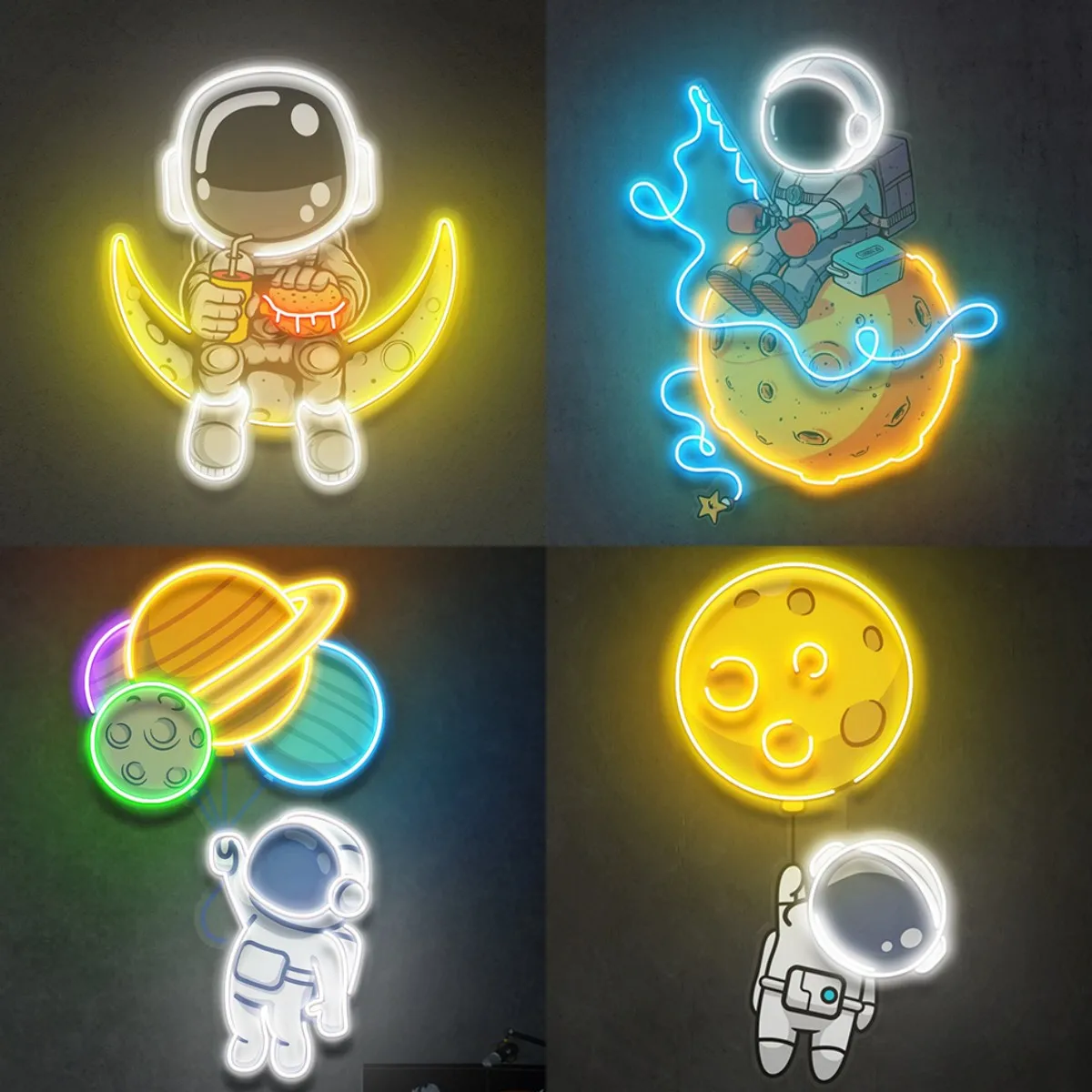 Letrero de neón personalizado con astronauta espacial, letreros Led con nombre personalizado, decoración de pared de dormitorio para regalo de