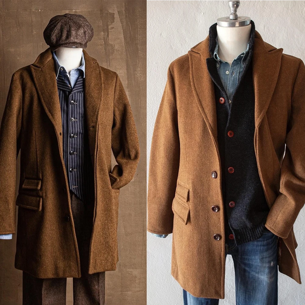 

Vintage Men's Wedding Overcoat Double Breasted Wool Blend Overcoat Plus Size Warm Winter Business Jacket Customizable Blazer