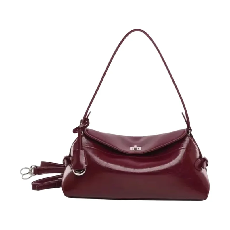 

Vintage Cracked Oil Wax Pu Underarm Bag for Women, Detachable Wide Shoulder Strap, Large Capacity Shoulder Bag, Commuter Handbag, Crossbody Long Tube Underarm Bag