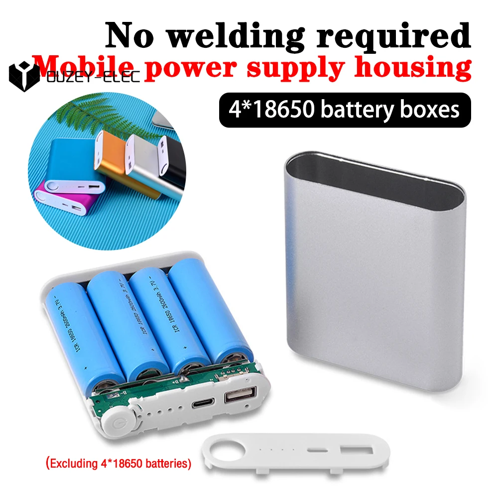 4*18650 Power Bank Battery Box Free Soldering Diy Kit for Mobile Phone Charger Shell Case Battery Storage Box Holder 4 Slot