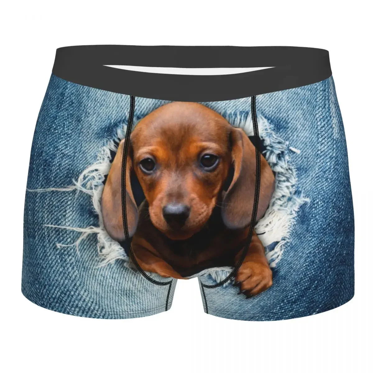 Dachshund Dog Torn Jean Boxer Shorts 3D Printed Male Wiener Badger Sausage Dog Underwear Panties Briefs Breathbale Underpants