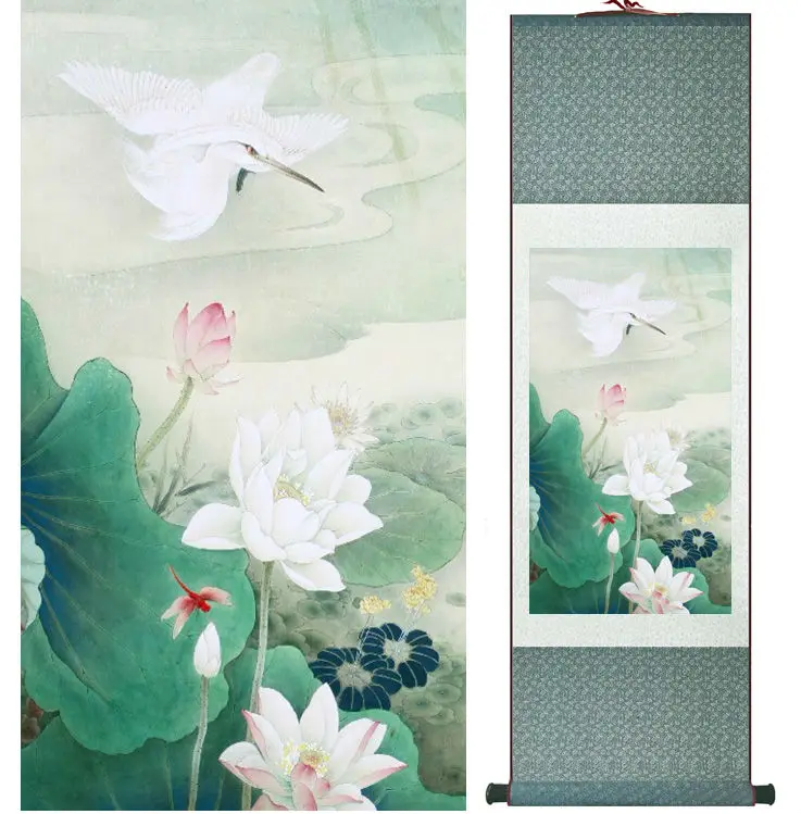 Water lily and birds paintings  Chinese traditional art painting  home decoration paintings No.32106