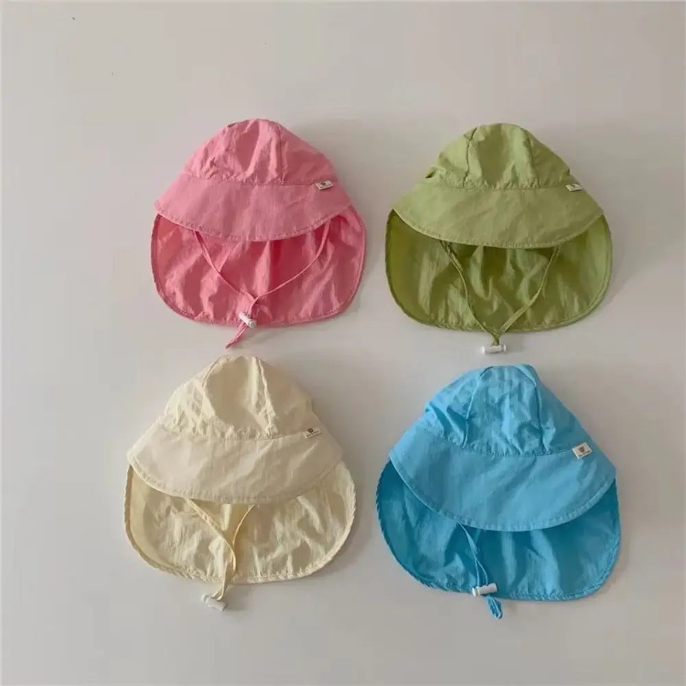 Effen kleur Kinderen Zonnehoed Nek Oor Cover Brede Rand Strandpet voor kinderen UV-bescherming Flap Cap Zonnebrandcrème Emmerhoed Peuter