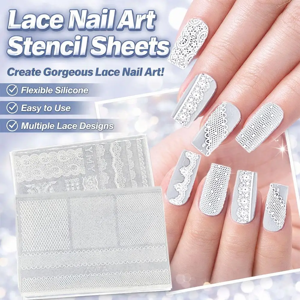 3D Lace Rose Silicone Nail Art Mold Hollow French Checkered Template DIY Manicure Sexy Elegant Reusable Salon Stamp Plate