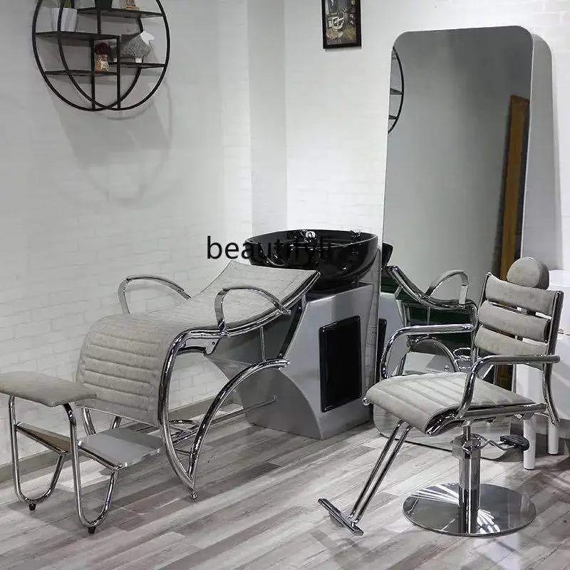 Hair Salon Shampoo Chair Japanese Half Lying Flushing Bed Barber Shop Punch Bed for Hair Salon Hydrotherapy Bed