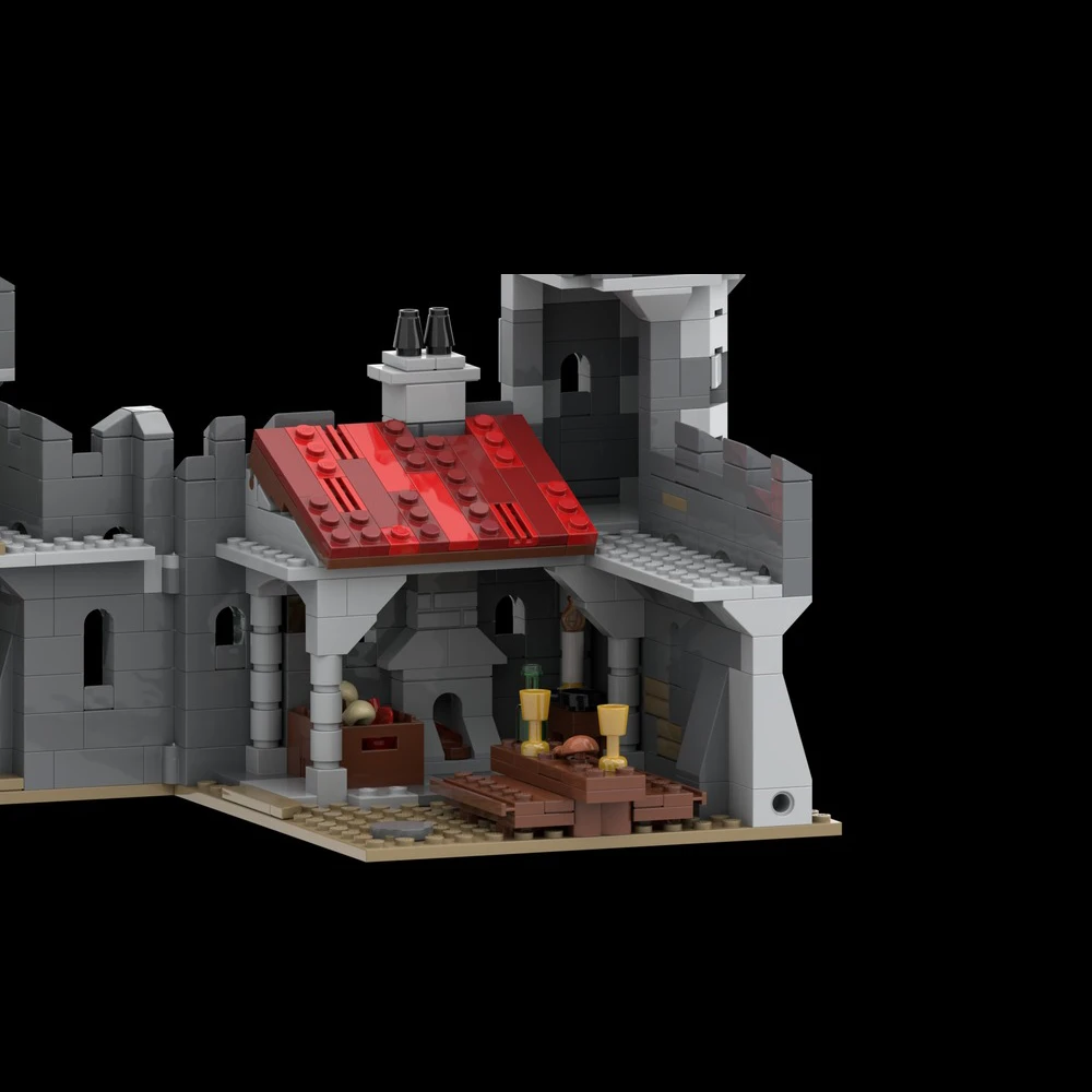 Nuovo modello europeo medievale del cavaliere del leone castello Street View MOC giocattoli assemblati per bambini creativi regalo di festa blocchi MOC