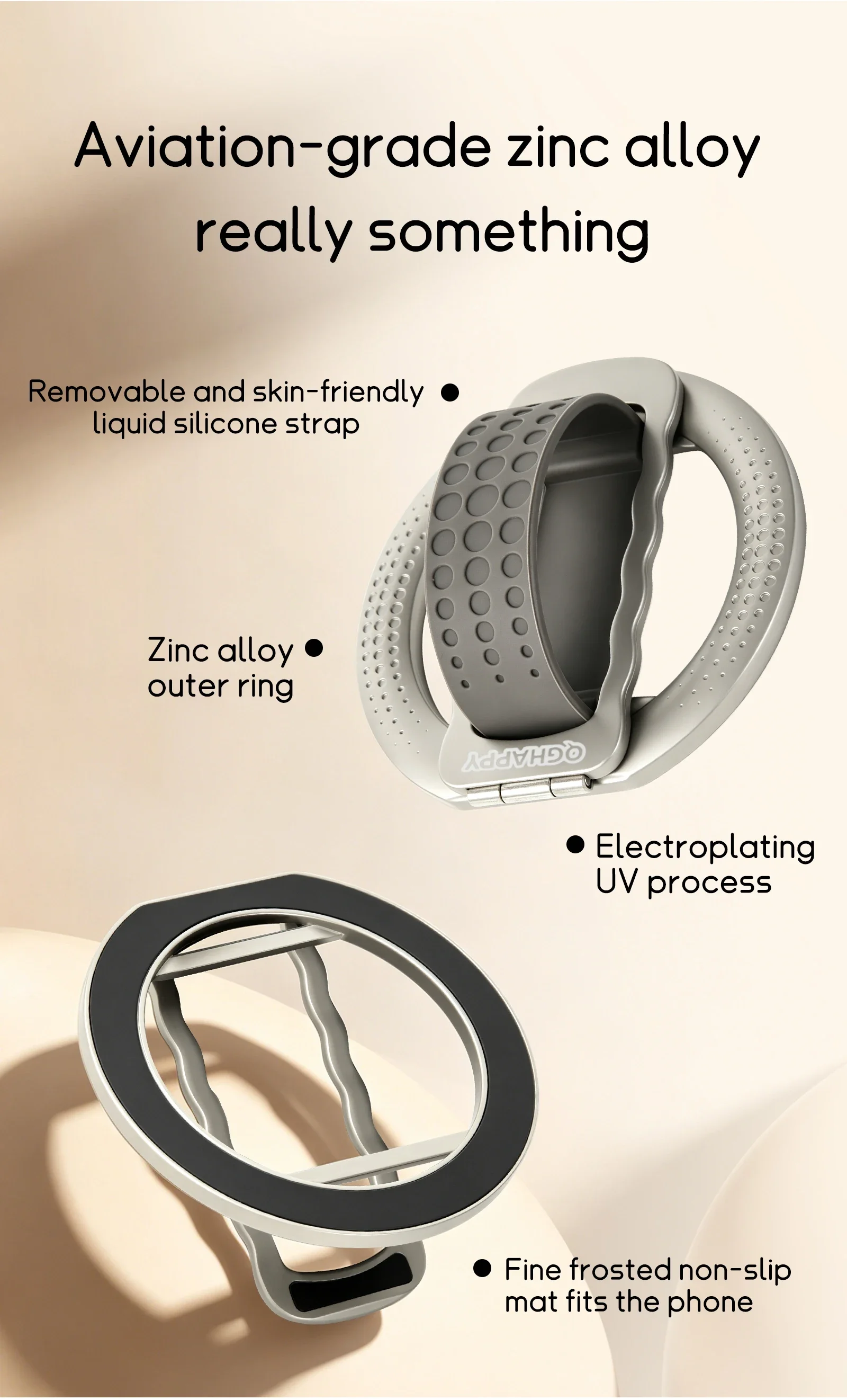 Magnetic Finger Ring Phone Holder Magsafe Silicone Strap Portable Stand for IPhone 17 16 15 Pro Max Plus Samsung Xiaomi