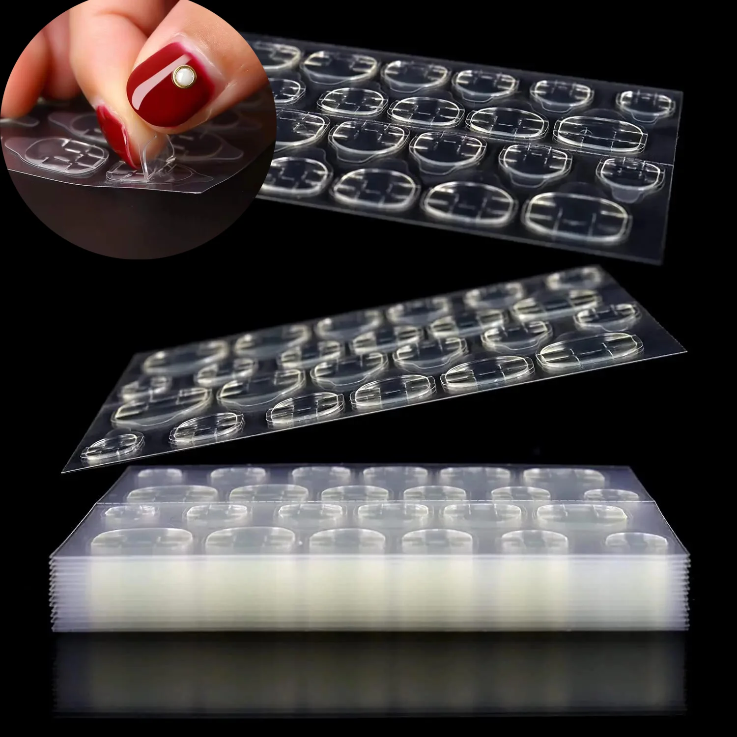 240 Pcs Transparent Press On Fake Nail Jelly Glue Double Sided Adhesive Tape Glue Sticker For Wearable False Nail Nail Tools TD1