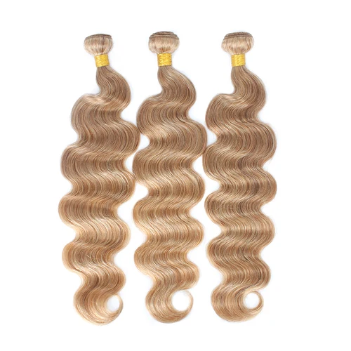 Imagen 2 del producto Paquete de 3 o 4 Extensiones de Cabello Humano Virgen 100% Sin Procesar, Ondulado Suelto, Rubio Miel, Grado 16A, Cabello Brasileño