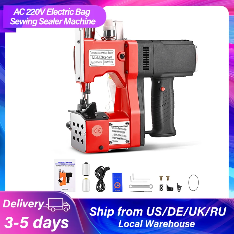 190W Electric Bag Closer Machine 220V 90W Handheld High Speed Industrial Sewing Sealing Machine for Woven Snakeskin Paper Bag