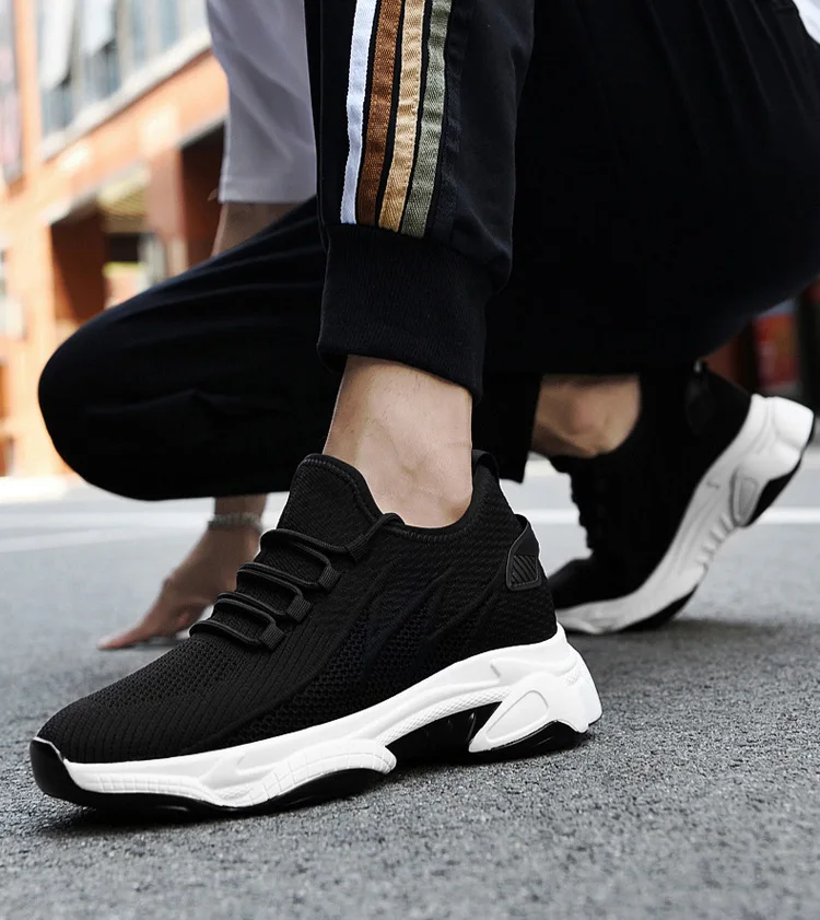 PDEP Increase Shoes Thick Soles Lift 6cm,8cm, Black White Grey Sneakers for Men Mesh Elevator Sports Tenis Masculino