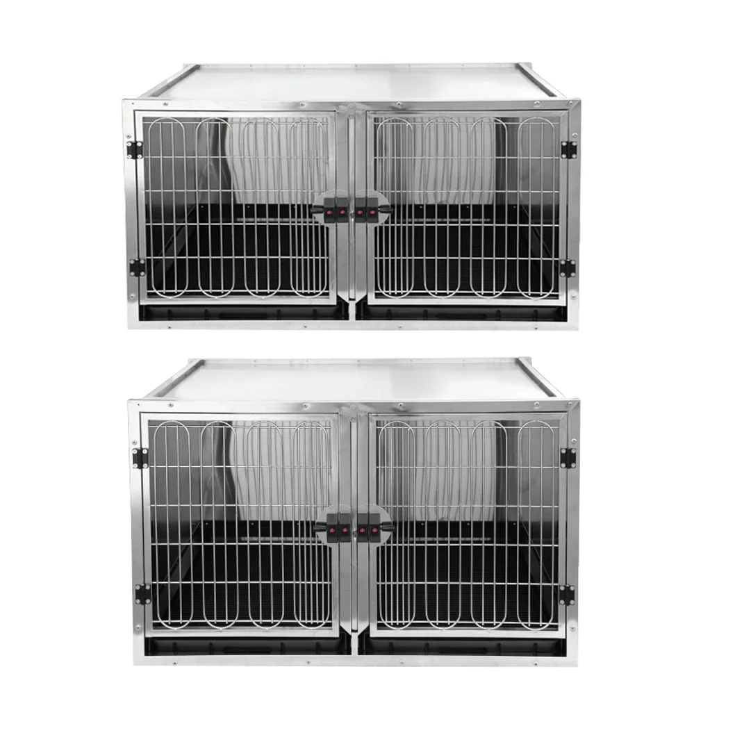 Heavy Duty Large Small Stainless Steel Animal Vet Puppies Pet Dog Kennels Cat Cages Crates Cage Bank For Dogs