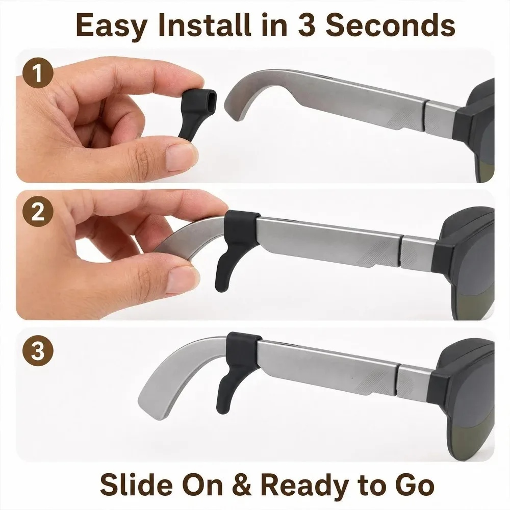 Silicone Anti-Slip Elastic Eyeglass Holder for Thunderbird/Leqi/Xiaomi/Meta /Xreal/VITURE Smart Glasses Retainers Ear Hook Grip