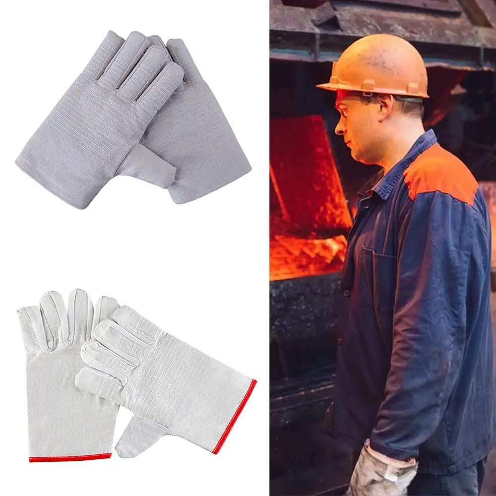 

Double Layers Canvas Work Gloves Durable White Thickening Protective Mittens Welder Supplies Antiskid Welding Gloves Workplace