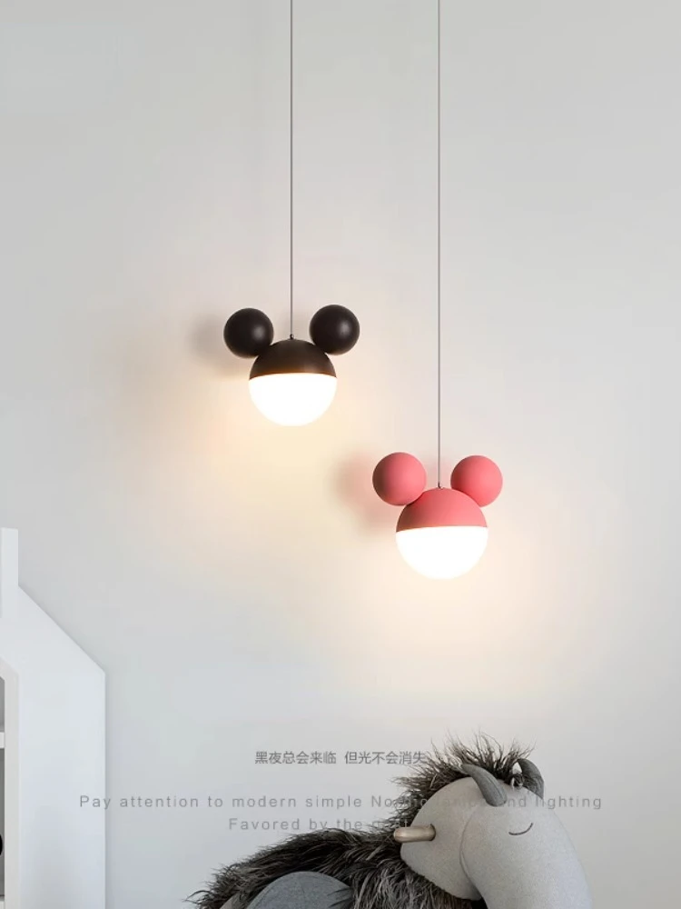 

Modern Minimalist LED Pendant Light Chandelier for Bedroom Bedside Bar Red Black Round Hanging Lamp Decoration Lustre