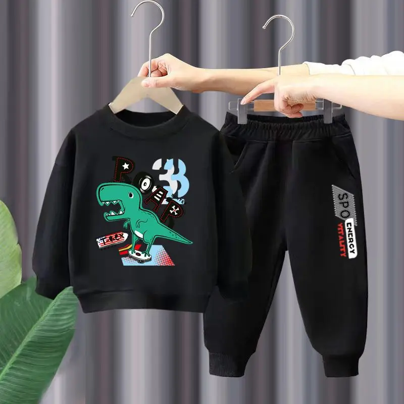 Herfst babyjongenskleding dinosaurus bedrukte T-shirts en broeken 2-delige set kinderen meisjes casual top bottom outfits trainingspakken