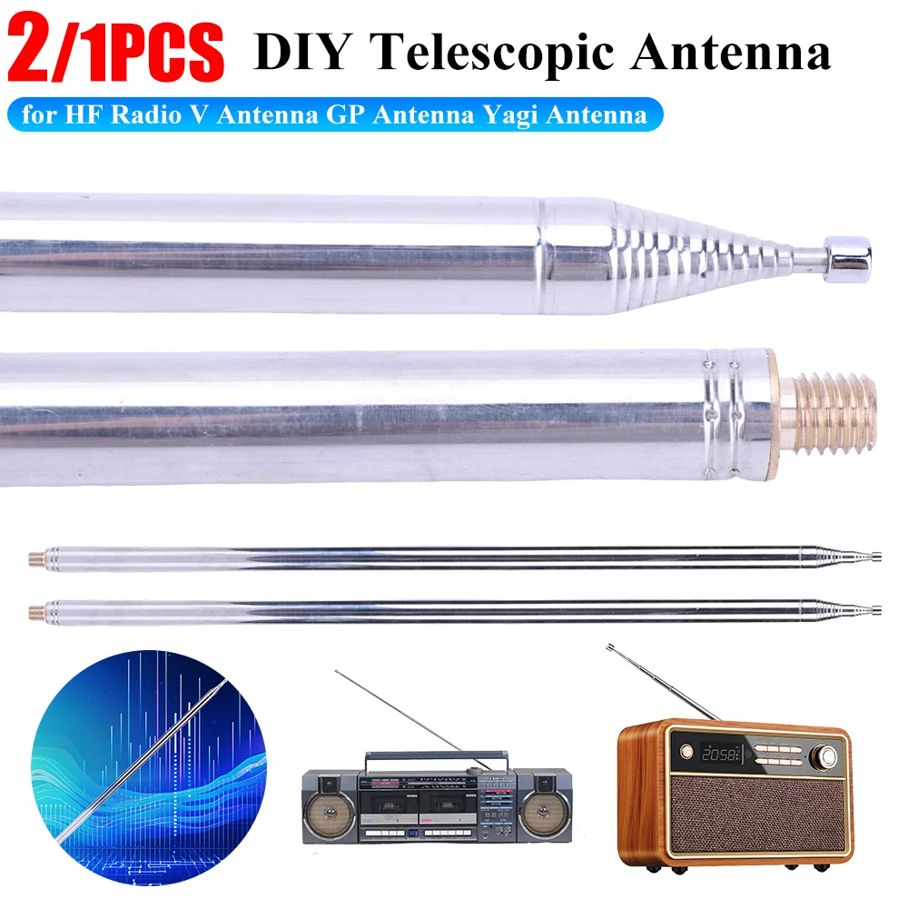 

5.6M Stainless Steel Telescopic Whips M10 Thread Replacement Antenna Aerial DIY for HF Radio V Antenna GP Antenna Yagi Antenna