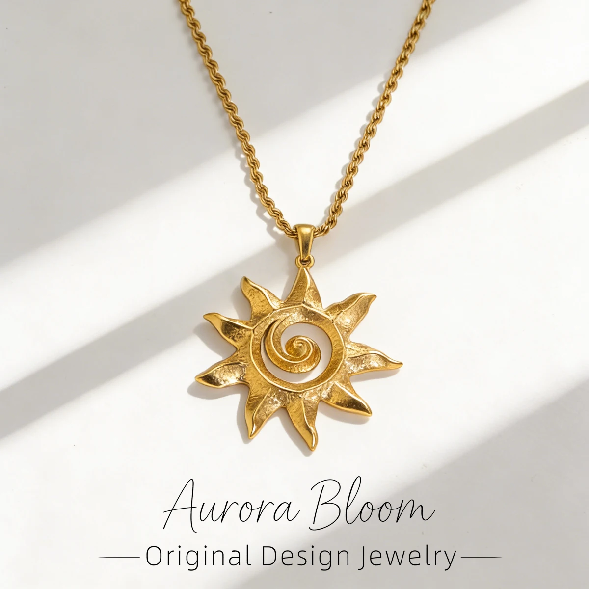 AURORA Fashion Large Sun Pendant Natural Necklaces For Women Neutral Style Stainless Steel Necklace For Women's Daily Jewelry