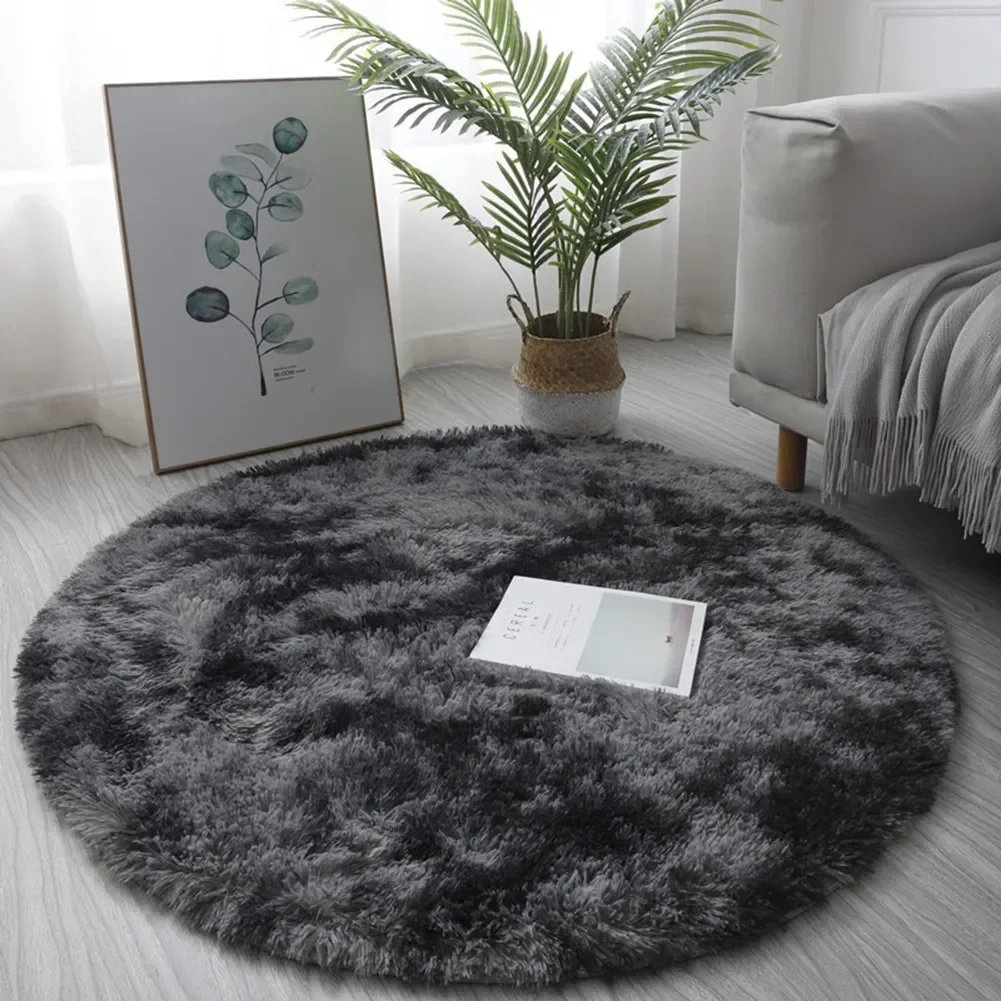 

1Pcs 40cm/60cm Round Shaggy Fluffy Rug Living Room Bedroom Rugs Home Floor Non-Slip Mat Kids Room Cushion Home Decoration