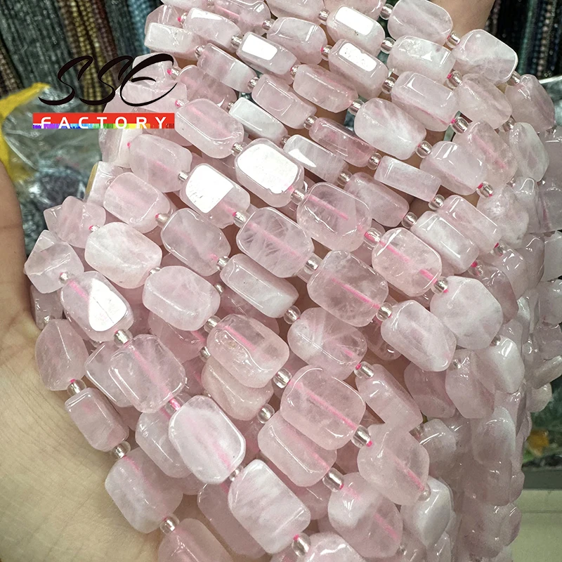 AAA Natural Rose Quartz Crystal Beads 8x12MM Special Flat Rectangle Shape Beads for Jewelry Making Diy Bracelet Necklace 15 inch