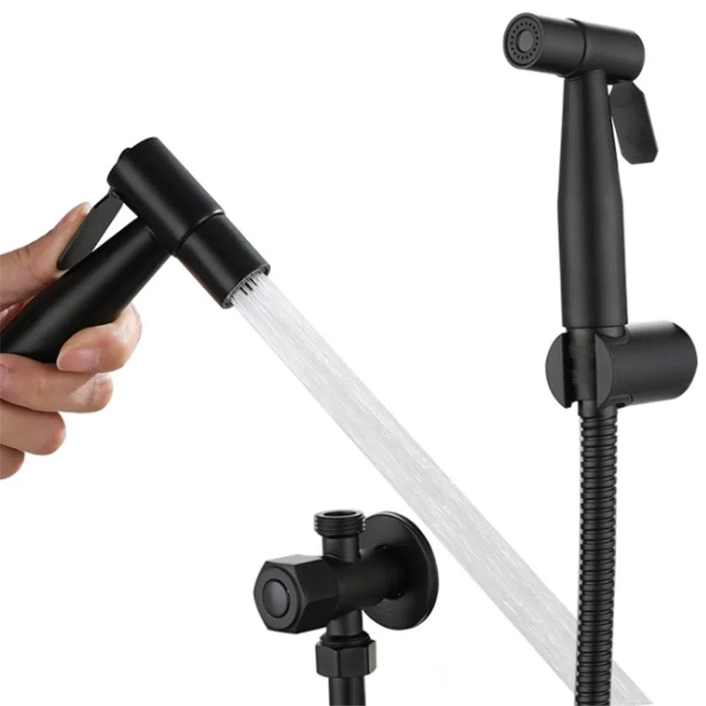 Stainless Steel Bidet Sprayer Set Black Toilet Hand Held Bidet Sprayer Bathroom Kit Cleaning Shower Head Kitchen Faucet G1/2