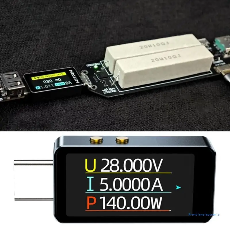 

USB Type C Измеритель напряжения и тока с цифровым дисплеем PD3.1 Тестер для обнаружения зарядки телефона и компьютера