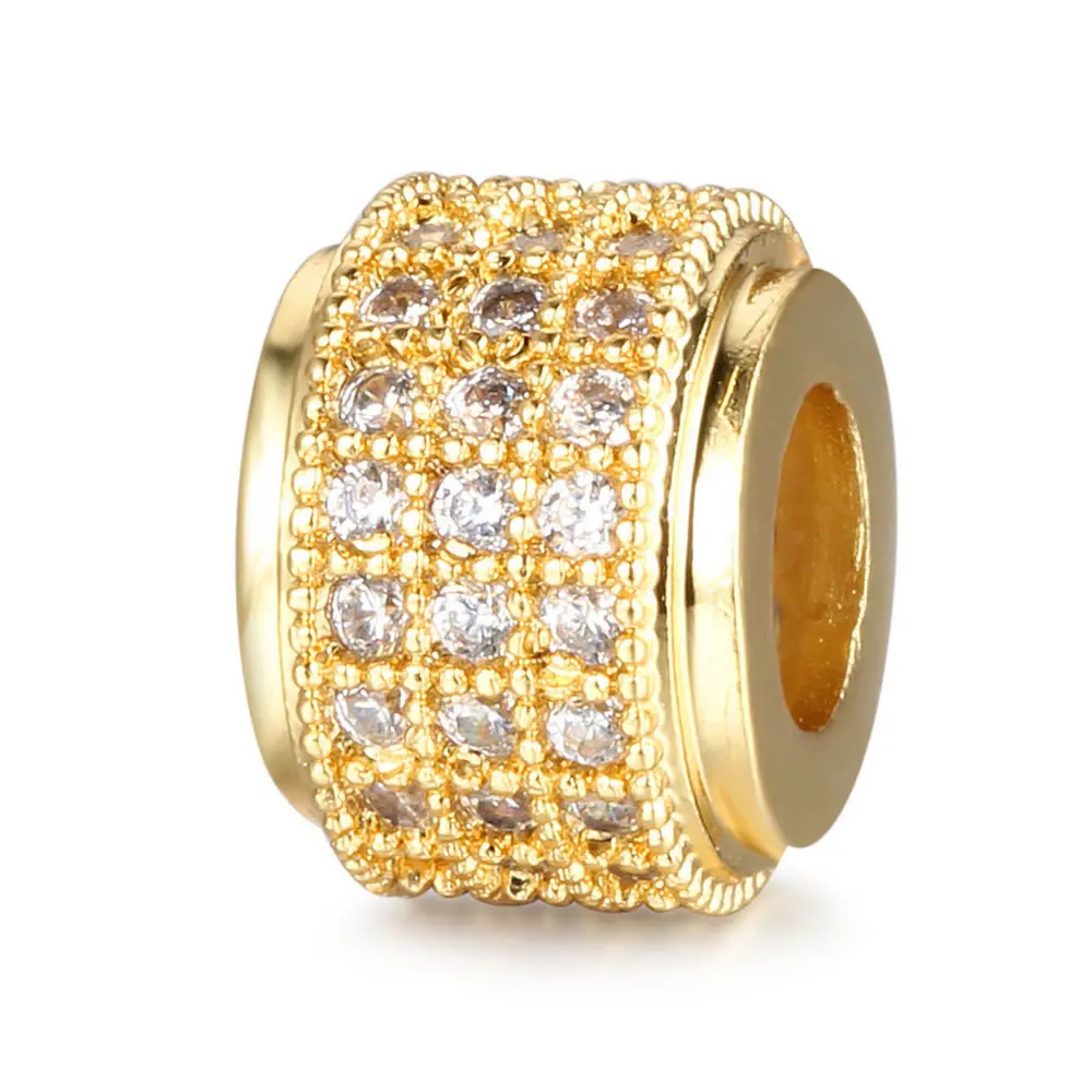 6PCS 6.5x8.5MM Brass and Zircon Cylinder Spacer Beads Bracelets Beads Diy Jewelry Making Supplies Diy Findings Accessories