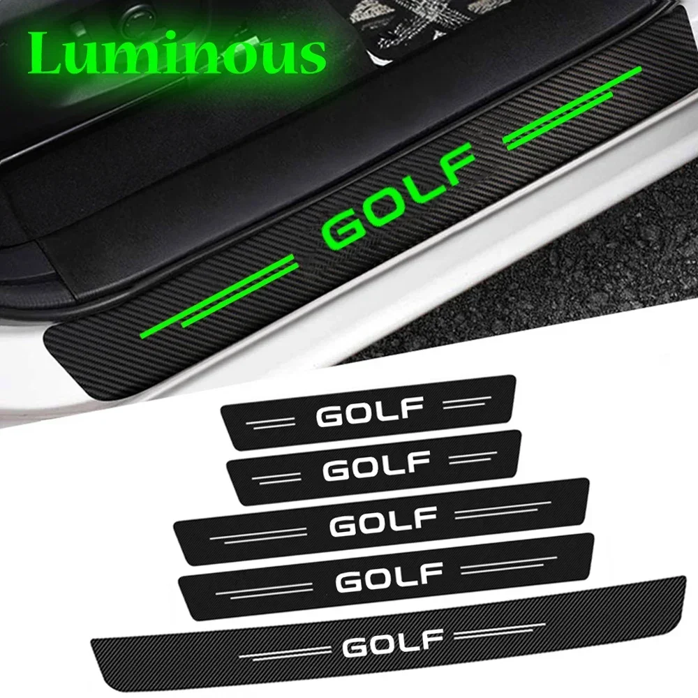 

Cup Holders Luminous Car Front Rear Door Sill Scuff Plate Threshold Protective Decals For Volkswagen VW GOLF Badge 3 5 7 MK3 MK4