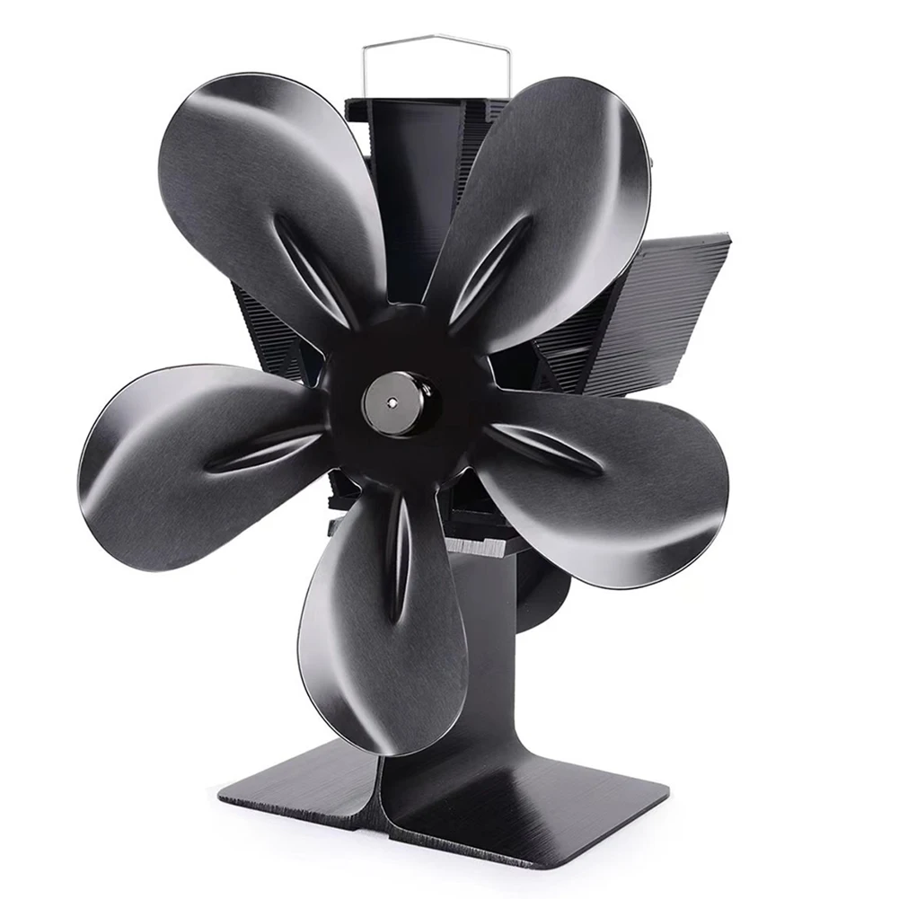 

Log Burner Fan 5 Blade Stove Fan Silent Operation Winter Warm Heat Distribution Heat-powered Eco Quiet Fan Black Fireplace Fan