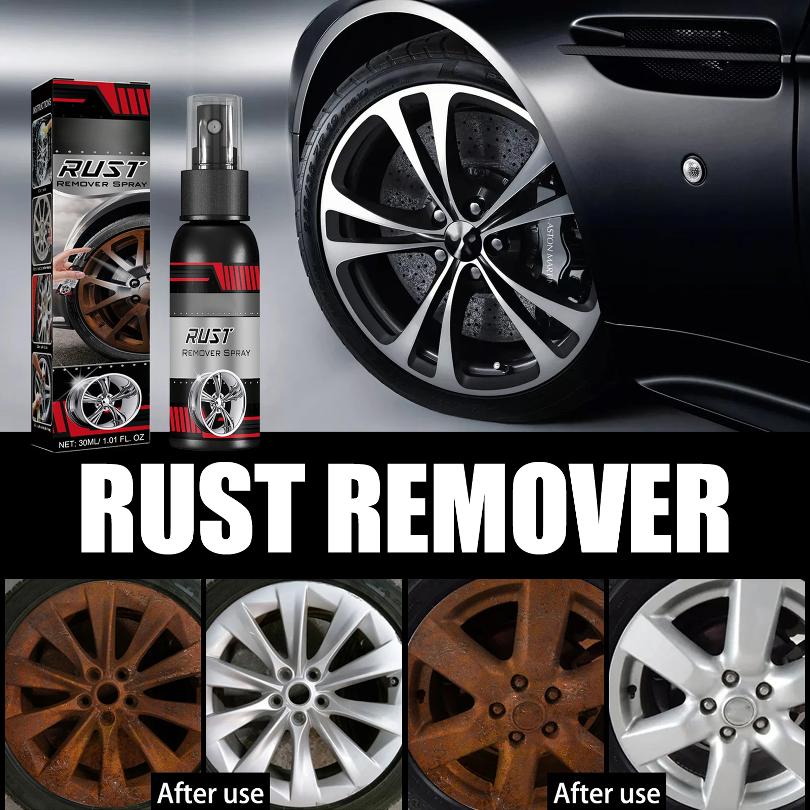 

30 мл очиститель ржавчины для обода автомобиля, средство для восстановления поверхности краски, средство для удаления ржавчины автомобиля для колес, домашний спрей для очистки ржавчины