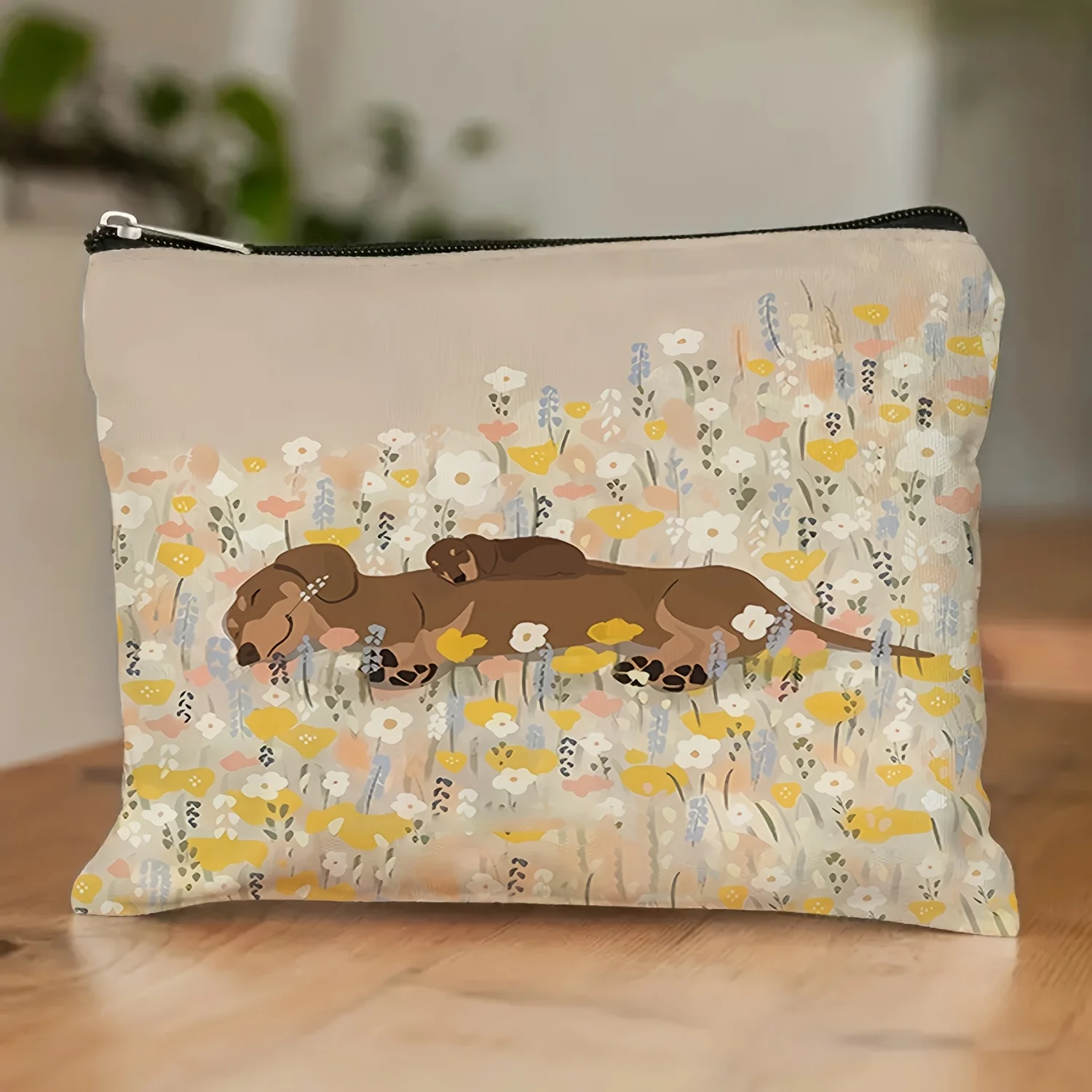 1 Piece Garden-Themed Fun Dog Makeup Bag - Multifunctional Zipper Pouch for Women, Perfect Travel Zipper Storage Bag, Fun Birthday Gift