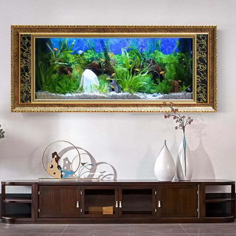 

Wall-Mounted Picture Frame Glass Aquarium with Side Filter, Self-Cleaning Eco System for Living Room Decor, Factory Direct