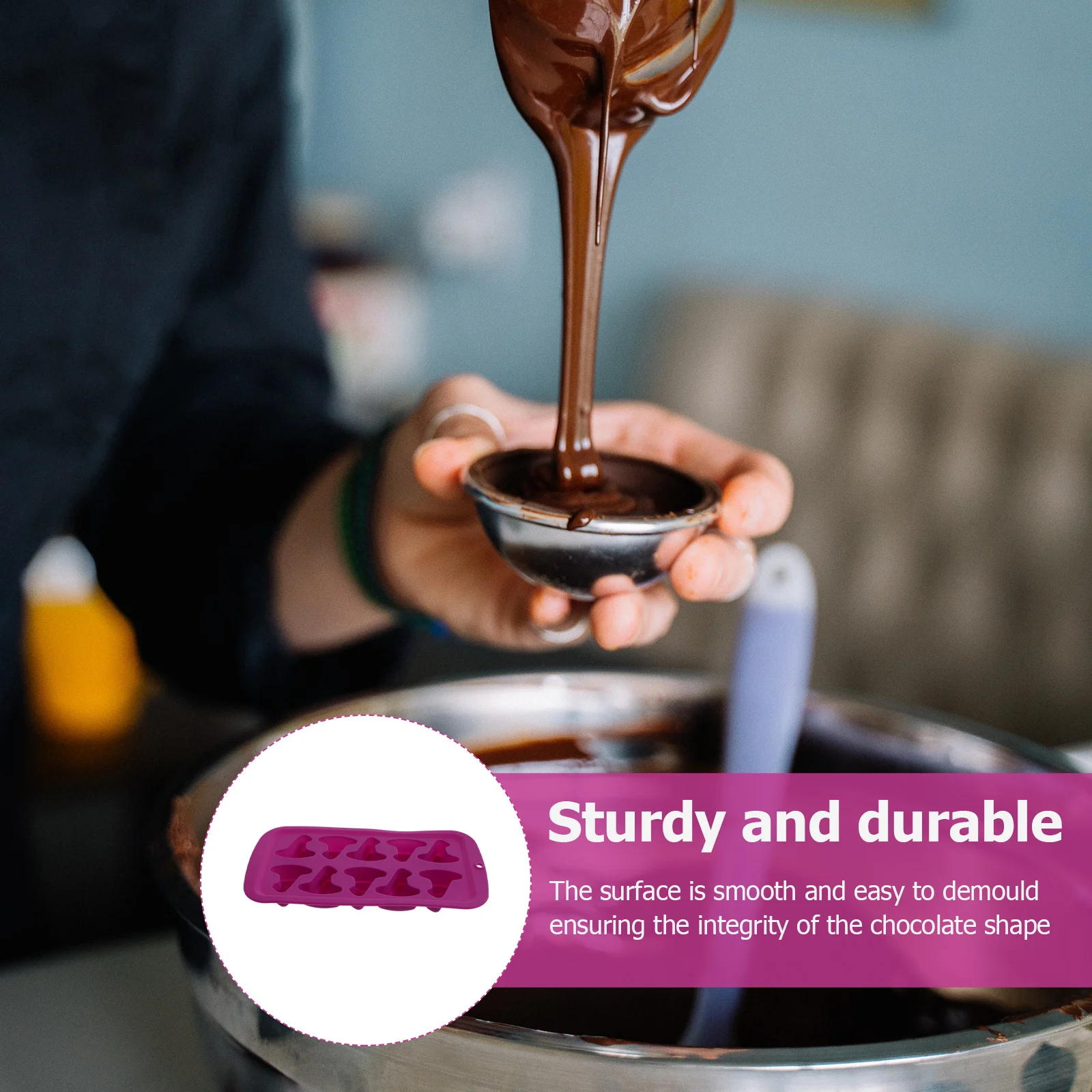 

2pcs Wizard Hat Shaped Silicone Baking Molds Chocolate Candy Ice Cube Trays Reusable Halloween Kitchen Supplies Creative
