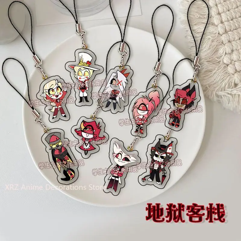 

9 шт., аниме Hazbin Hotel Alastor, цепочка для мобильного телефона, акриловый брелок для ключей, сумка, подвеска, милый рюкзак, очаровательный брелок, Рождественский подарок